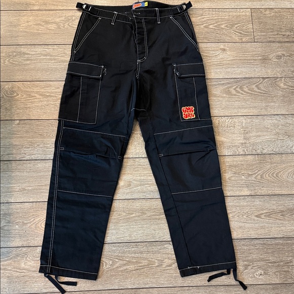 Empyre Black Cargo Pants with Red Accent